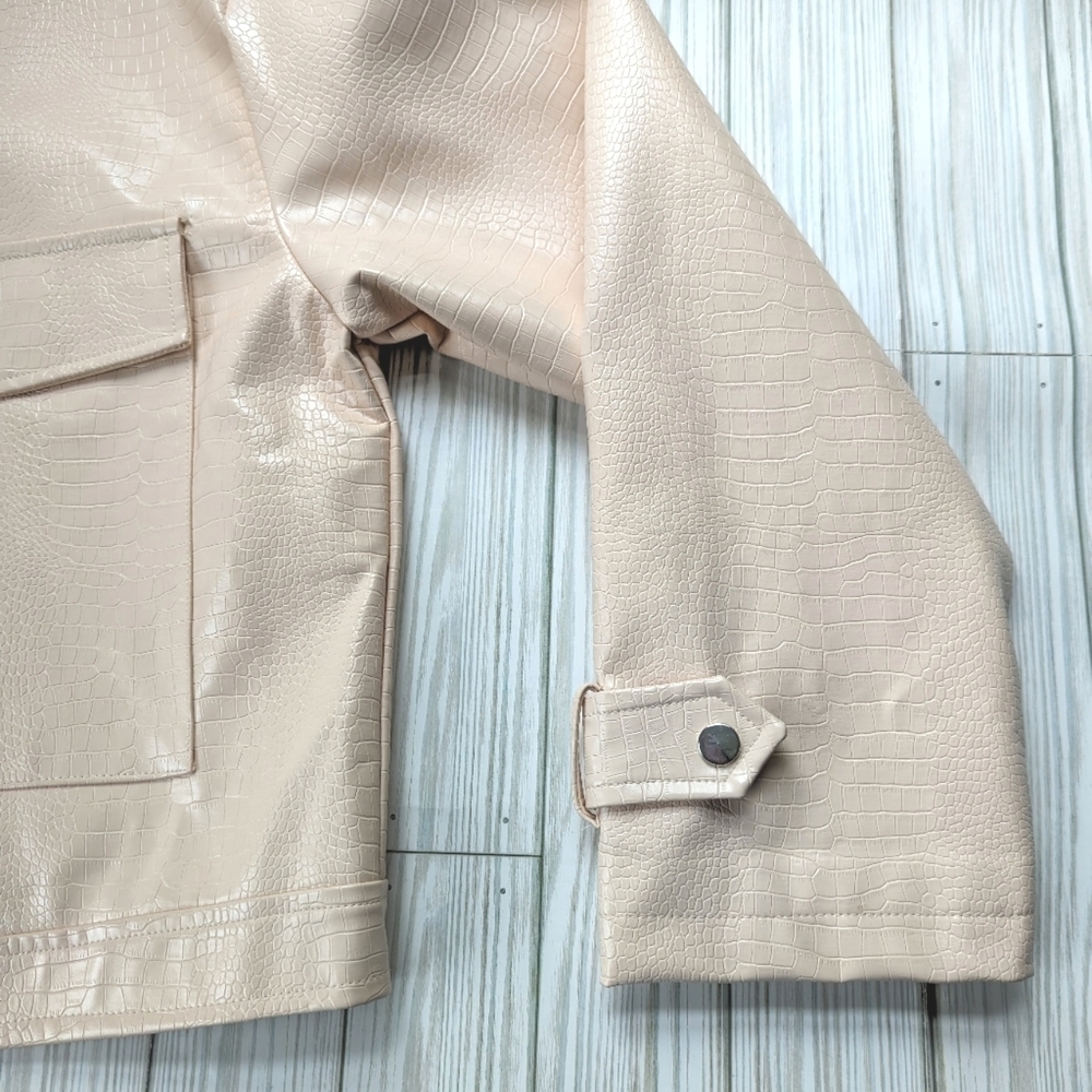 Missguided Cream Leather Jacket - Picture 10 of 15